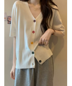 2023夏季新款大码女装冰丝针织开衫胖妹妹遮肚显瘦减龄短袖上衣潮