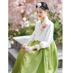 绿色韩服朝鲜服族女延吉公主旅拍写真宫廷礼服少数民族舞台演出服
